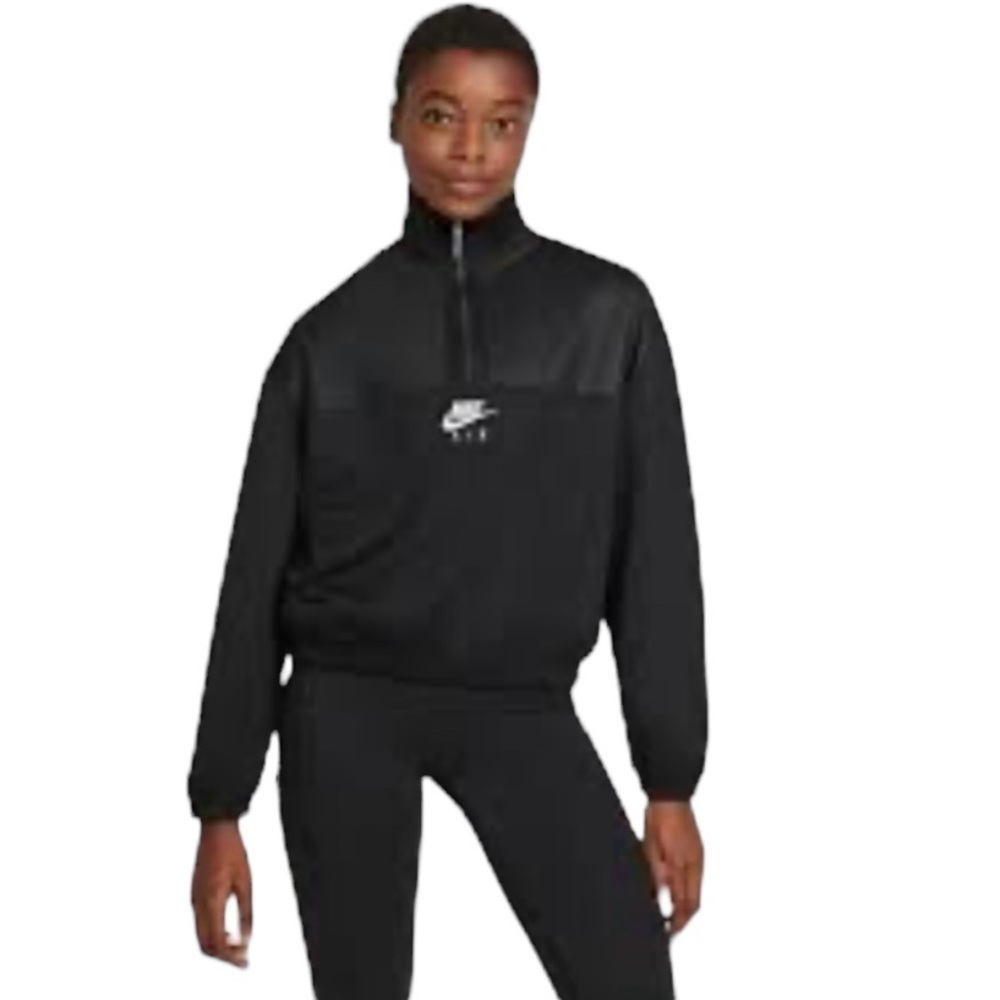 NIKE SPORTSWEAR AIR 1/4 Zip Black White Mesh Pullover Women's Size L - Picture 2 of 16